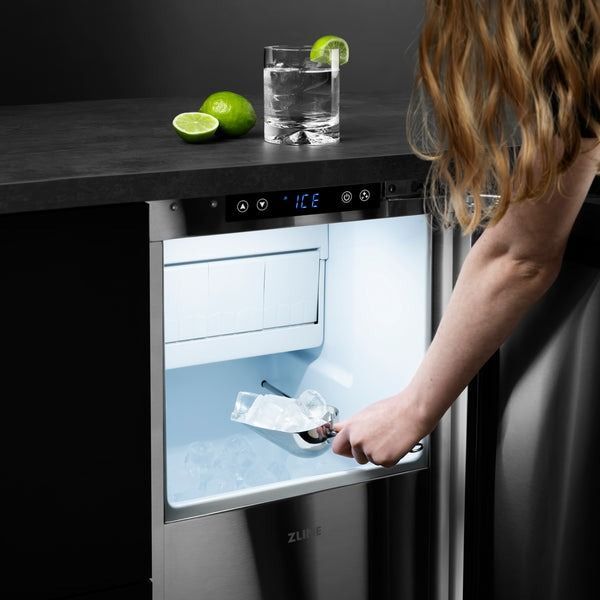 ZLINE Autograph Edition 15" Panel Ready Touchstone Gourmet Ice Maker with Champagne Bronze Handle-10