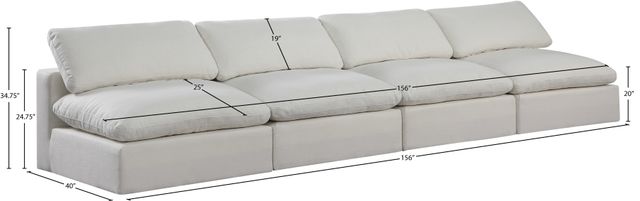 Meridian Furniture Comfy 4-Piece Cream Armless Modular Sectional-3