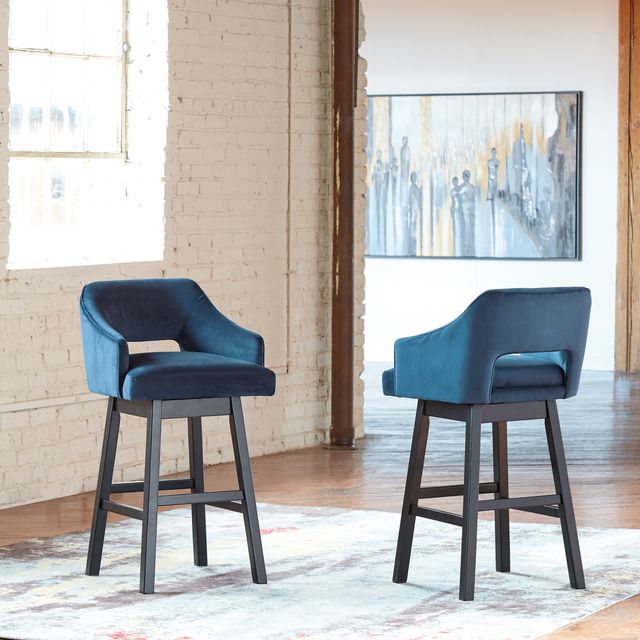 Signature Design by Ashley® Tallenger 2-Piece Blue/Dark Brown Bar Stool Set-2