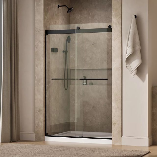 KOHLER Levity® Matte Black 74" x 45" - 48" Sliding Shower Door-1