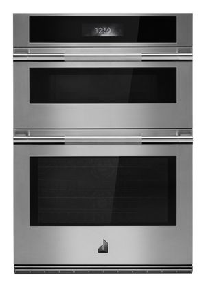 Front view of the Jennair® RISE™ 30" Stainless Steel Oven/Micro Combo Electric Wall Oven with MultiMode® Convection