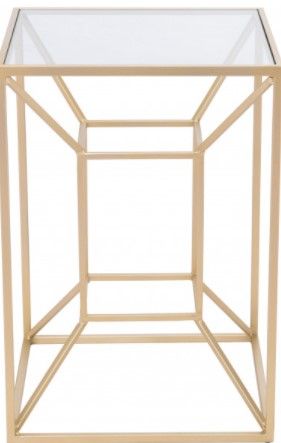 Zuo® Modern Canyon Clear Glass Side Table with Gold Frame-1