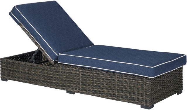 Signature Design by Ashley® Grasson Lane Blue/Brown Outdoor Fabric/Wicker Chaise Lounge-2