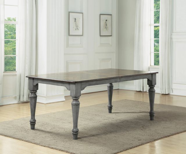 Flexsteel® Plymouth Medium Brown Rectangular Dining Table with Distressed Graywash Legs-3