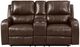 New Classic® Home Furnishings Linton Brown Leather Console Loveseat with Power Footrest-1