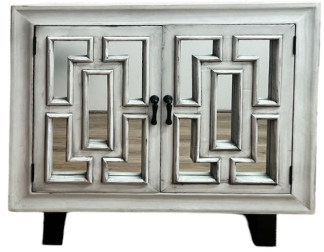Million Dollar Rustic White Carved Console Table with Mirror-0
