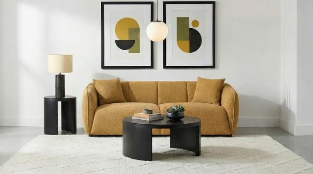 Coaster® Aleisha Mustard Yellow Upholstered Sofa-1