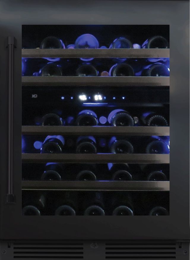 XO 24'' 5.4 Cu. Ft. Black Stainless Steel Dual Zone Built-In Wine Cooler with Right Hinge Glass Door-0