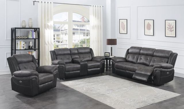 Coaster® Saybrook Charcoal and Black Tufted Cushion Power Sofa-3