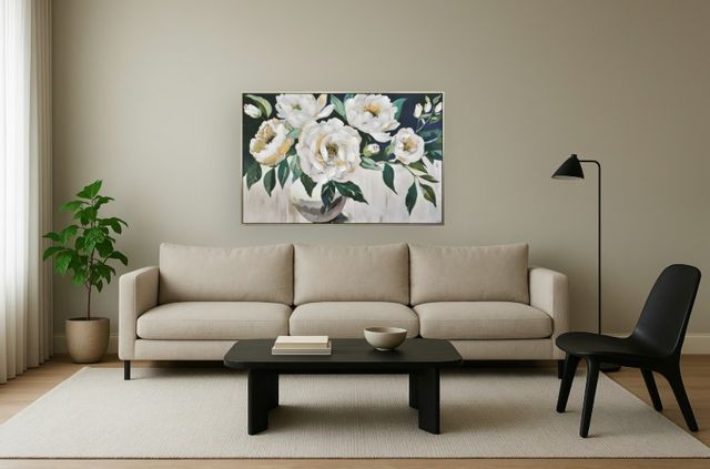 Classy Living Radiant Opulent Ivory Peonies in Gold Wall Art-1