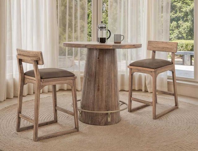 International Furniture Direct Balam Gunmetal/Stained Brown Upholstered Barstool-1