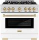 ZLINE Select Autograph Edition 36" Stainless Steel Pro Style Dual Fuel Range with White Matte Door and Champagne Bronze Accents-0