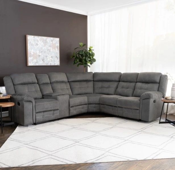 Powell® Keystone 6-Piece Gray Manual Reclining L-Shape Sectional-2