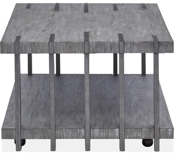 Magnussen Home® Eldridge Weathered Gravel Cocktail Table with Casters-2