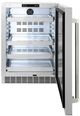 ZLINE Autograph Edition Touchstone 24 " 5.2 Cu. Ft. Stainless Steel 151 Can Beverage Fridge with Solid Door and Polished Nickel Helix Handle-1