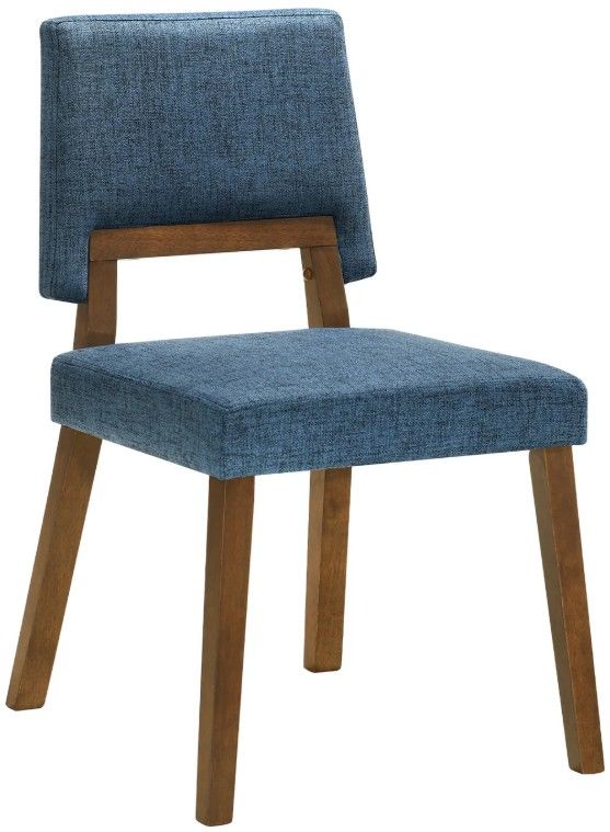 Armen Living Channell 4-Piece Blue/Walnut Upholstered Wood Dining Chair Set-0