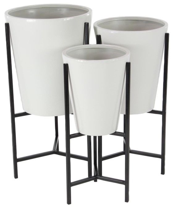 Deco Marche 3-Piece Black/White Planter Set-0