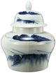 A & B Home Blue/White Windswept Ginger Jar-0