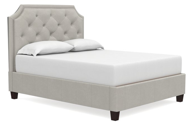 Bassett® Furniture Custom Upholstered Beds Florence Leather Clipped Corner Storage Bed-0