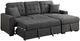 Homelegance® McCafferty 2-Piece Dark Gray Right-Arm Facing Pull-out Sleeper Sectional and Chaise with Hidden Storage-4