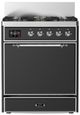 Ilve® Majestic III 30" Graphite Matte Pro Style Dual Fuel Natural Gas Range with Solid Door and Chrome Trim-0