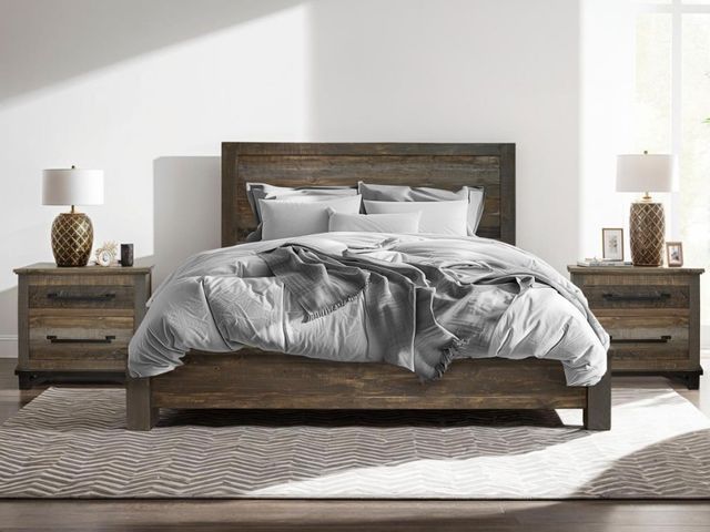 International Furniture Direct Loft Brown Brown/Gray Eastern King Panel Bed-1