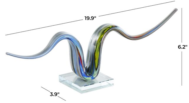 Deco Marche Multi-Colored Abstract Wave Sculpture with Clear Base-3