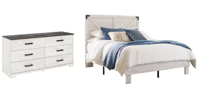 Signature Design by Ashley® Shawburn 2-Piece Charcoal Gray/Whitewash Queen Platform Bed Set-0