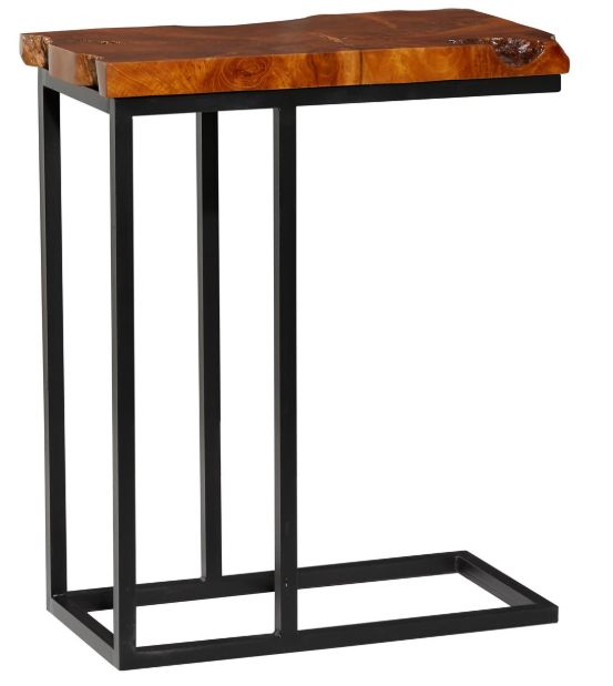 Deco Marche Brown Accent Table with Black Base-0