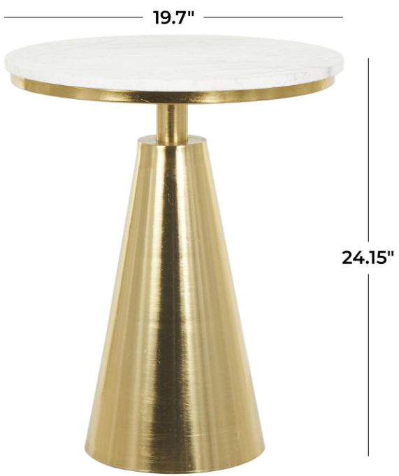 Deco Marche White Accent Table with Gold Base-2