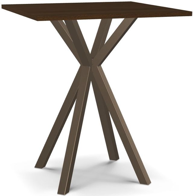 Amisco Customizable Asterisk 36" Square Walnut Bar Table with Metal Stand-0