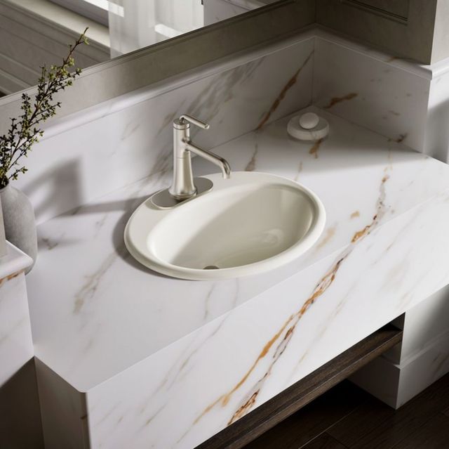 Kohler Farmington® Biscuit 19.25" Oval Drop-In Bathroom Sink-2