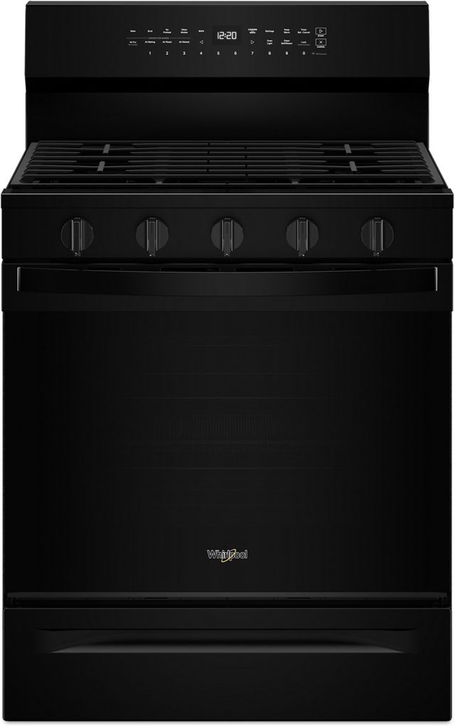 Whirlpool® 30" Black Freestanding Gas Range with Air Cooking Technology-0