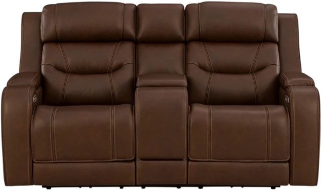 Signature Design by Ashley® Dreamer Brown Power Reclining Loveseat with Audio Seating-3
