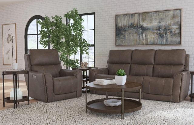 Flexsteel® Carter Cappuccino Power Recliner with Power Headrest and Lumbar-2