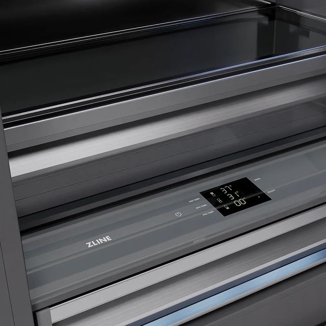 ZLINE Autograph Edition 72"  39.6 Cu. Ft. Stainless Steel with Graphite Gray Interior and Polished Gold Helix Handles French Door Built-In Bottom Freezer Refrigerator with Water Dispensers and Ice Makers -3