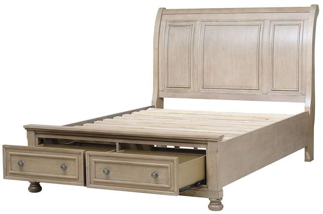 Homelegance® Bethel Wire Brushed Gray Queen Platform Sleigh Storage Bed-3