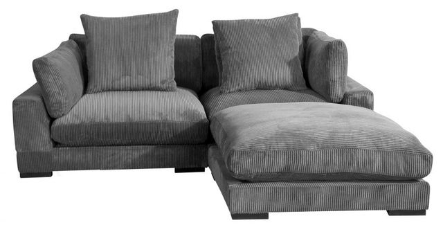 Moe's Home Collection Tumble Nook 3-Piece Charcoal L-Shaped Modular Sectional and Ottoman-2