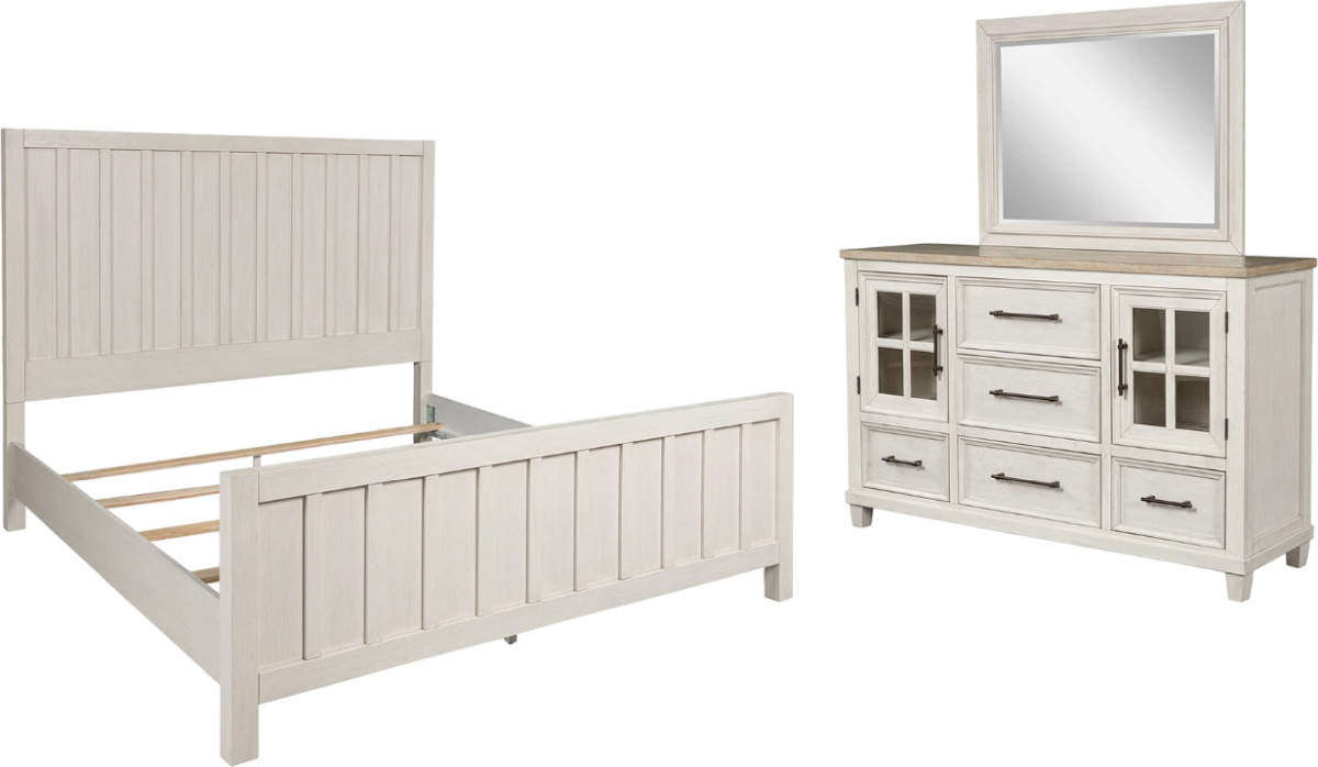 Shaybrock 6 Piece King Panel Bedroom - Antique White Shaybrock 6 Piece King Panel Bedroom - Antique White