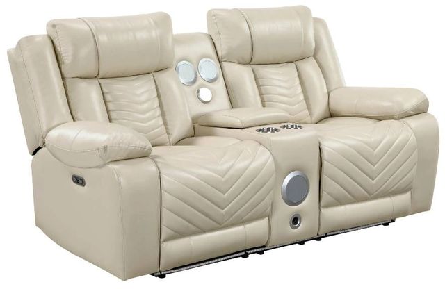 Homelegance® Huron Beige Double Power Reclining Loveseat with Center Console-0