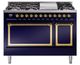 Ilve® Nostalgie II Noblesse 48'' Midnight Blue Pro Style Dual Fuel Range with Brass Trim-0