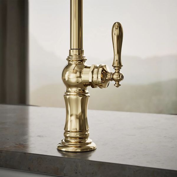 KOHLER® Artifacts® Vibrant French Gold Single-Handle Kitchen Sink Faucet-4