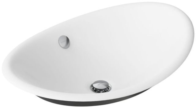 Kohler Iron Plains® White 20.75" Oval Vessel Bathroom Sink with Iron Black Painted Underside-0