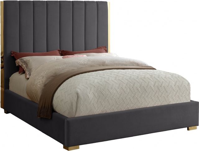 Meridian Furniture Becca Grey Velvet King Bed-0