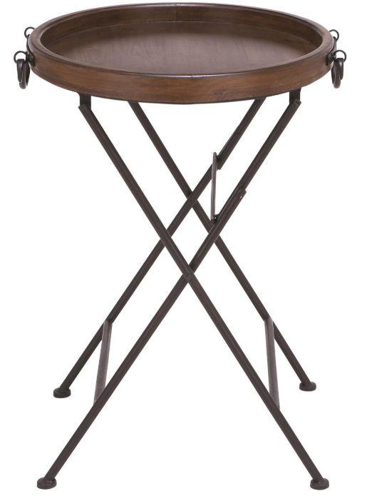 Deco Marche Brown Accent Table with Black Base-1