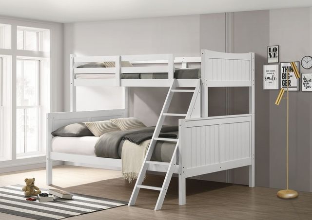 Elements International Sami White Twin Over Full Youth Bunk Bed-1