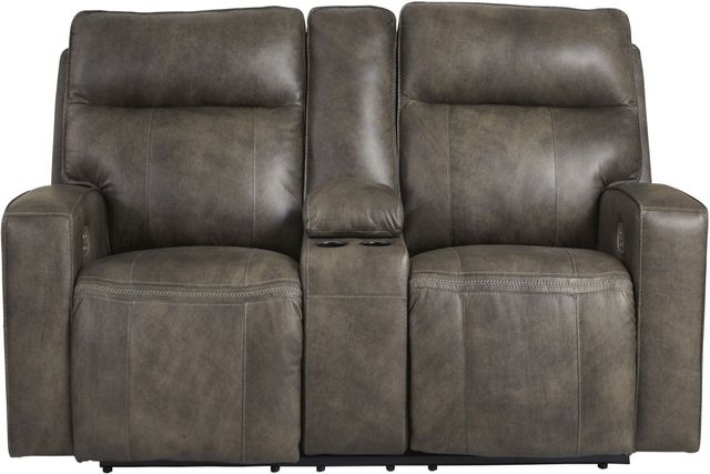 Signature Design by Ashley® Game Plan Concrete Power Reclining Loveseat-1