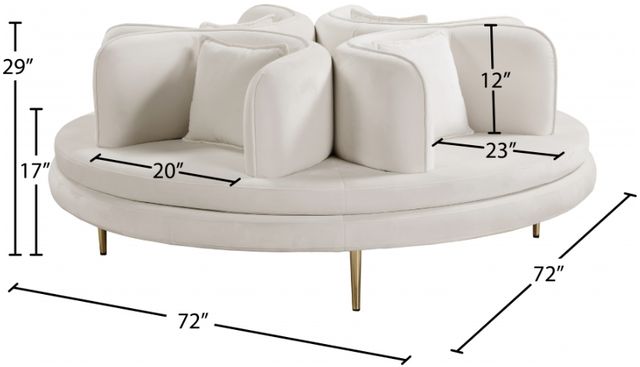 Meridian Furniture Circlet Cream Upholstered Round Sofa Settee-3