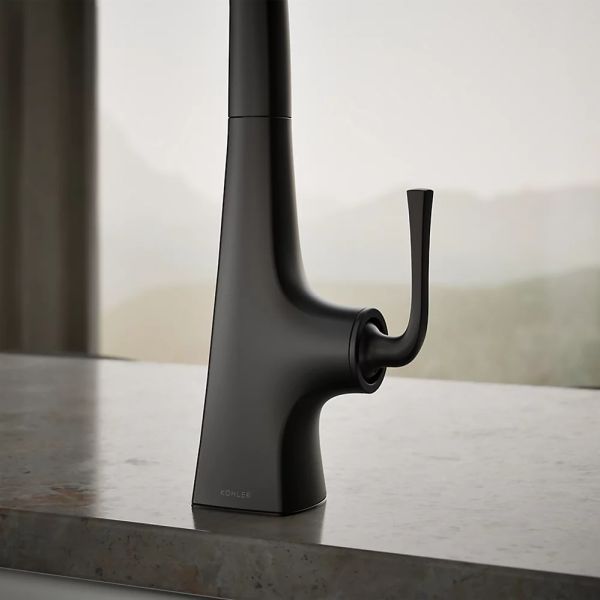 KOHLER® Graze® Matte Black Single-Handle Kitchen Sink Faucet with 2-Function Side Sprayer-4