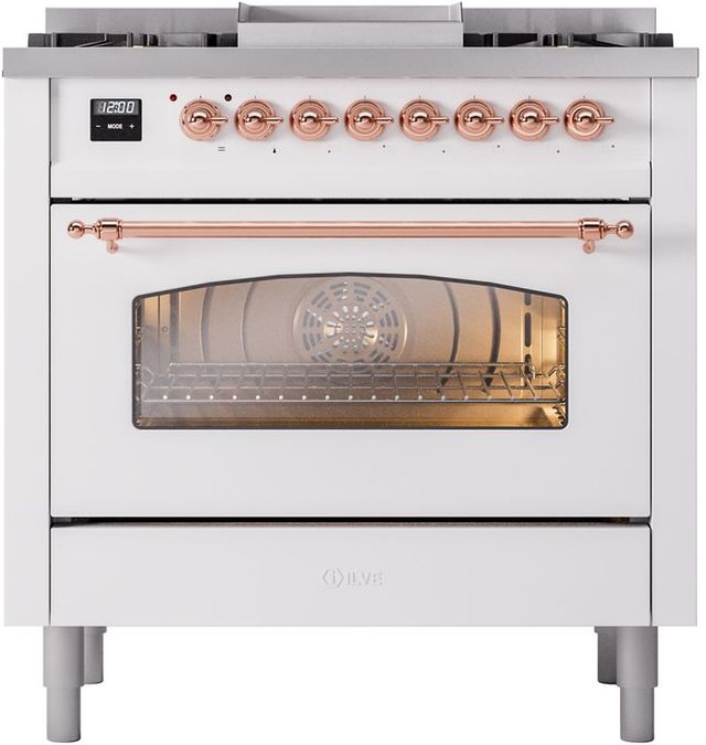Ilve® Nostalgie II Series 36" White Pro Style Dual Fuel Range-1
